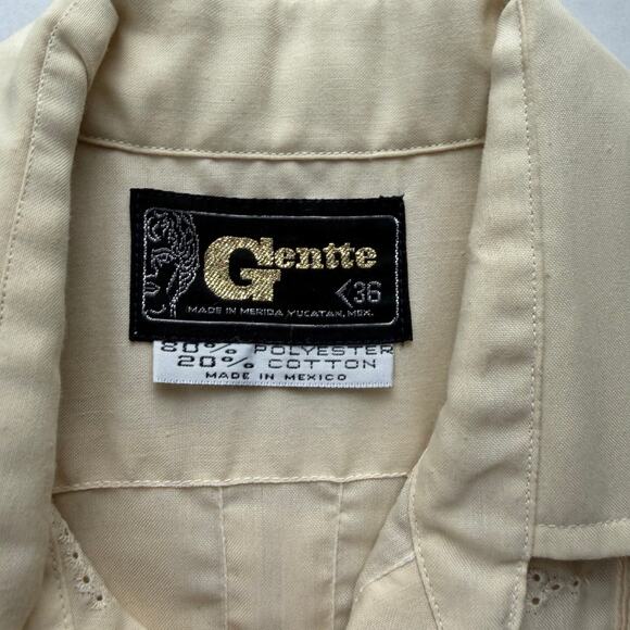 Vintage Mexican Wedding Shirt Guayaberas Gentte Made Yucatan Mexico Mens 36 - Picture 3 of 6